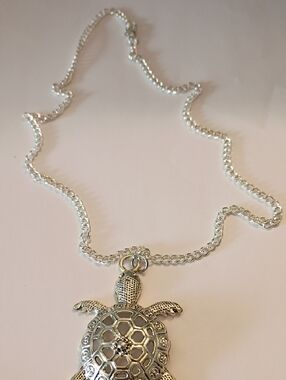 Silver Turtle Pendant Necklace for Women - Nautical Charm